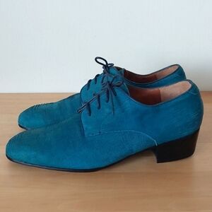 Dries Van Noten blue leather Oxford shoes
